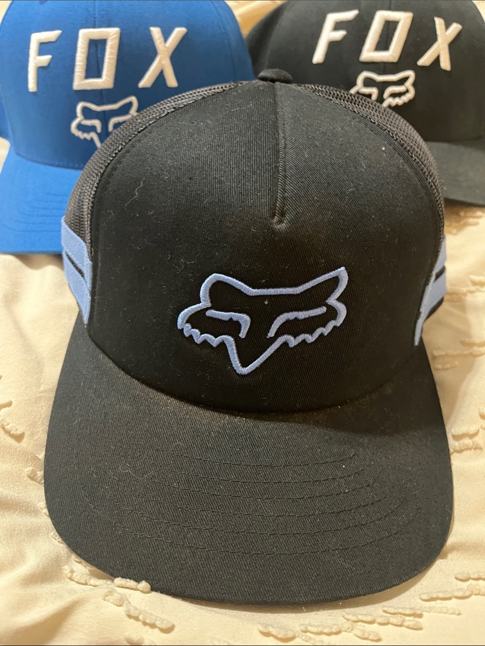 Fox Logo Baseball Hats in Blue and Black - Picture 2 of 7